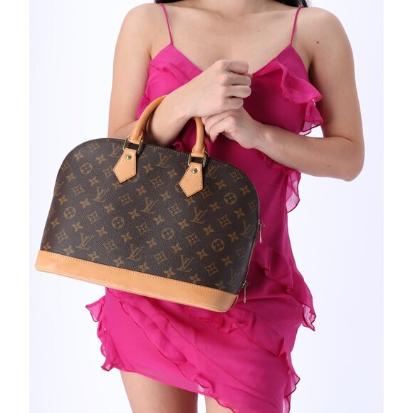 Louis Vuitton Monogram Alma Brown M51130 Dome Top Zip Satchel - Picture 1 of 17
